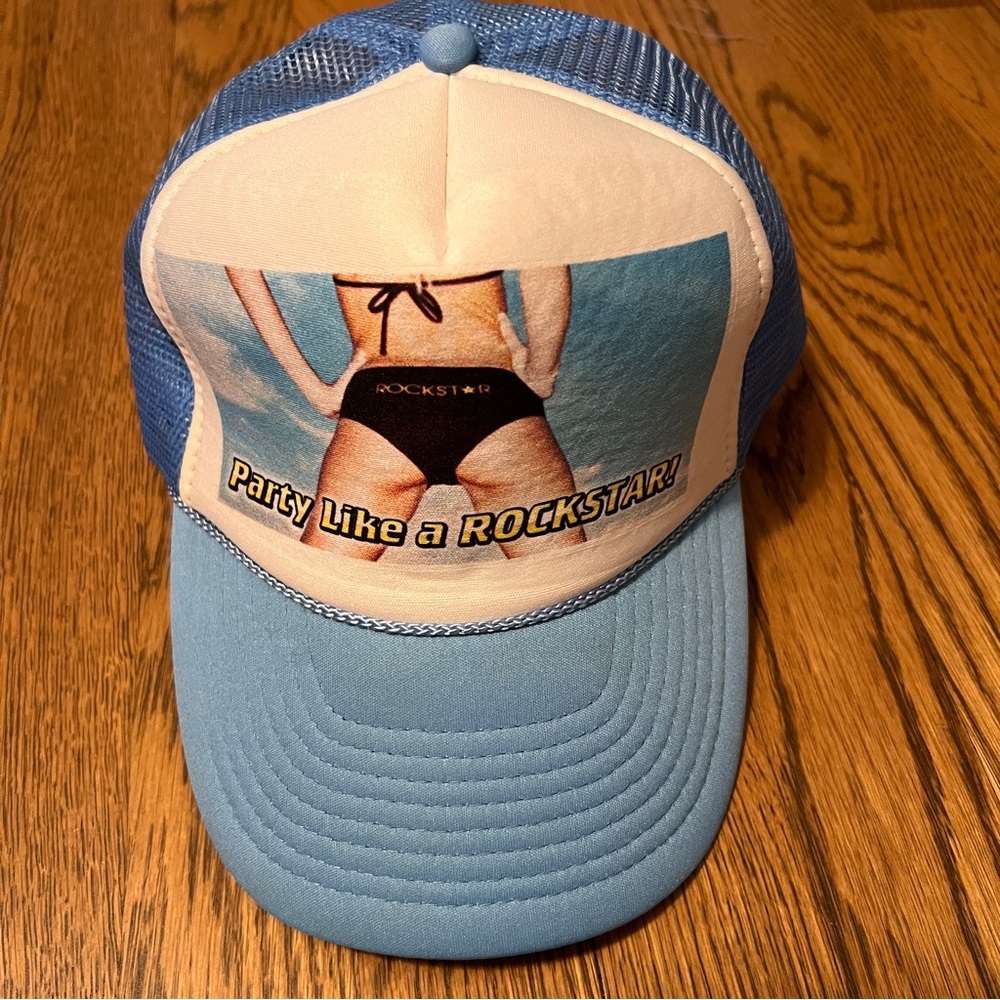 Rockstar Energy Blue Trucker Hat with Graphic Design